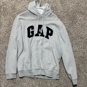 GAP Heather Gray Hoodie with Black Lettering